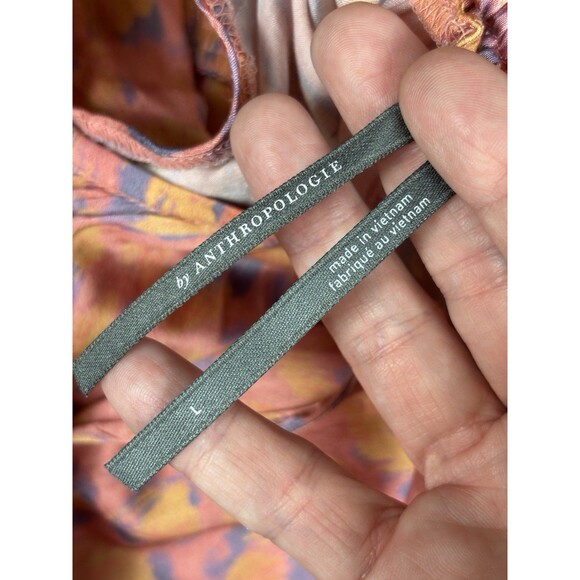 By Anthropologie Jumpsuit Pink Peach Print Size Large Cut Out Sleeveless Pockets - Picture 2 of 13